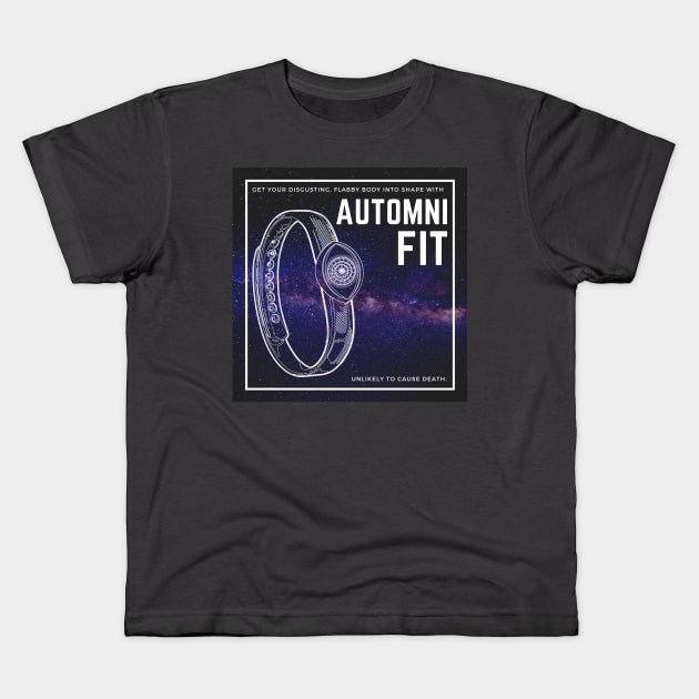 AutomniFit (starry bg) Kids T-Shirt by Battle Bird Productions